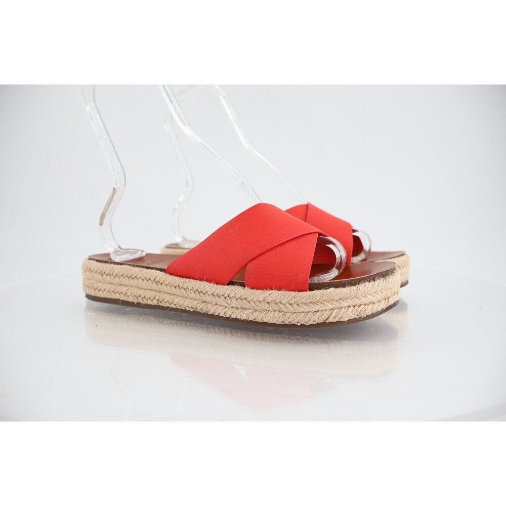 Vince Camuto Carran Slide Sandal Women Size 10 Red Leather Platform Flat Shoes